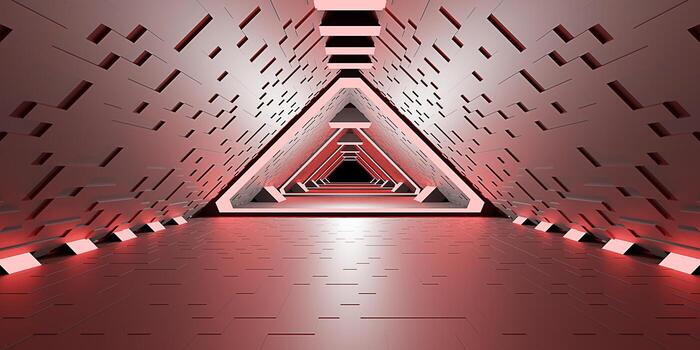 neon light tunnel laser walkway techno cyberspace technology hyperloop pipe sci fi hi tech digital glow tunnel 3d illustration photo