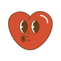 Groovy lovely heart.Happy Valentines day. Funky happy heart character in trendy retro 60s 70s cartoon style vector