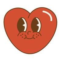 Groovy lovely heart.Happy Valentines day. Funky happy heart character in trendy retro 60s 70s cartoon style vector