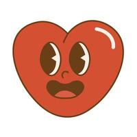 Groovy lovely heart.Happy Valentines day. Funky happy heart character in trendy retro 60s 70s cartoon style vector