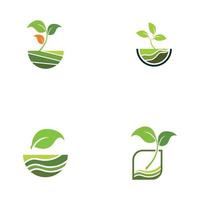 concepto de logotipo de vector de granja de planta verde