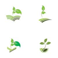 concepto de logotipo de vector de granja de planta verde