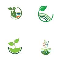 concepto de logotipo de vector de granja de planta verde