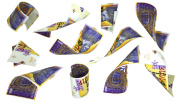 3D rendering of 2000 Macedonian Denar notes flying in different angles and orientations png