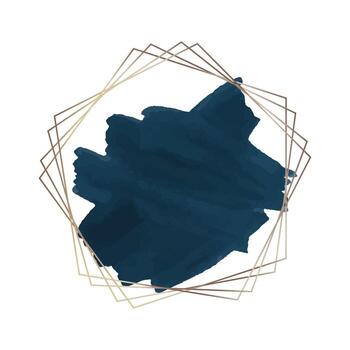 the frame template with dark blue watercolor effect in rustic style vector