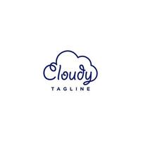 Word Cloud logo design forming a Cloud Symbol. The word sign is designed with script letters from the word cloud with accents that form the cloud. vector