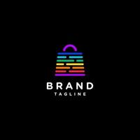 Shopping Bag with Colorful Stripes Logo Design. Sales or market technology that makes it easy for customers to quickly find their daily needs. vector