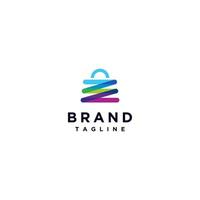 Shopping Bag Logo Design Of Colorful Lines. Colorful Zigzag Lines Make Up Shopping Bags Logo Design. vector