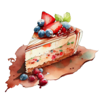 Cake drawing of watercolor PNG transparent