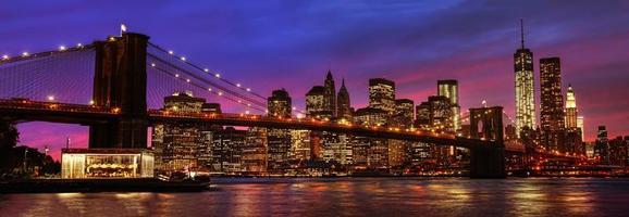 Brooklyn Bridge and Manhattan at sunset photo