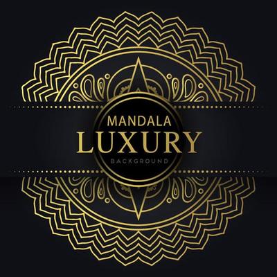 luxury mandala golden with a black background elegant design for anniversary invitation henna