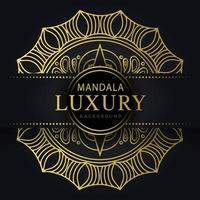 luxury mandala golden with a black background elegant design for anniversary invitation henna vector