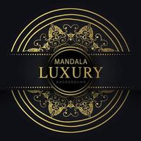 luxury mandala golden with a black background elegant design for anniversary invitation henna vector