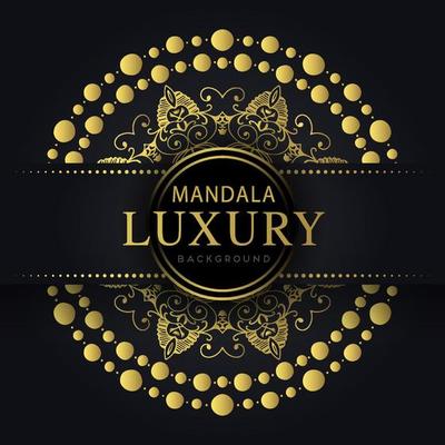 luxury mandala golden with a black background elegant design for anniversary invitation henna