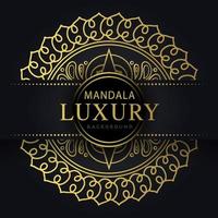 luxury mandala golden with a black background elegant design for anniversary invitation henna vector