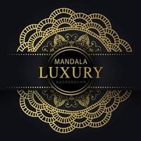 mandala de lujo dorado con fondo negro diseño elegante para invitación de aniversario henna vector