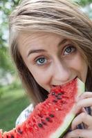 woman and watermelon photo