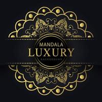 luxury mandala golden with a black background elegant design for anniversary invitation henna vector