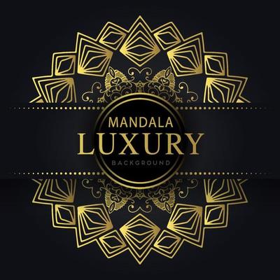 luxury mandala golden with a black background elegant design for anniversary invitation henna