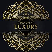 luxury mandala golden with a black background elegant design for anniversary invitation henna vector