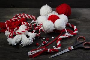 group of objects for the craftsmanship of the martisor photo