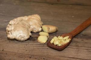 composition of ginger lemon honey and fresh mint photo