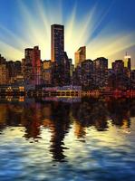 Manhattan skyline at sunset photo