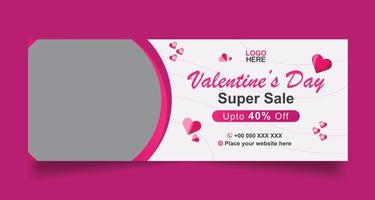 Minimalist valentine's day social media post cover banner vector