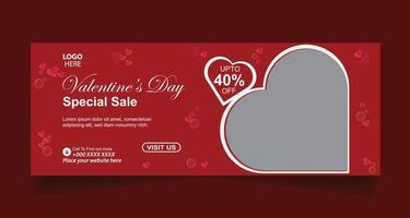 Valentine's day social media post and cover banner design vector