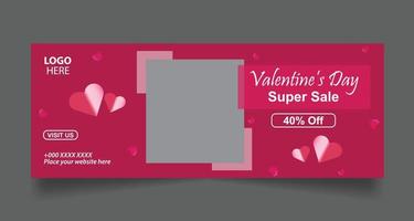 Minimalist valentine's day social media post cover banner vector