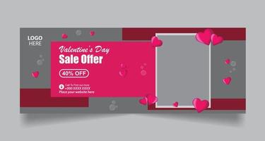 Minimalist valentine's day social media post cover banner vector