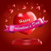 valentine's day heart background in podium illustration vector