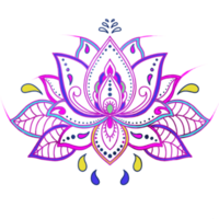 Lotusblumen, violette Farben. Mandala, Yoga, Indisch, Feiertagscliparts. png