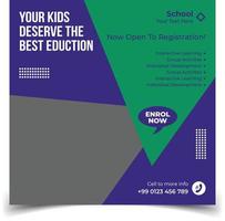 Back to school social media pack template, Education Ads social media post banner Template vector