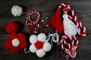 group of objects for the craftsmanship of the martisor photo