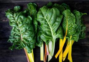 Multicolored chard leaves from the organic garden photo