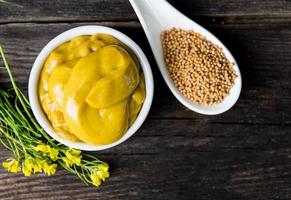 mustard sauce and flowers and their ingredients photo