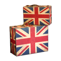 Suitcases with British flag on transparent background png