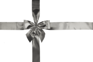 Silver gift bow and ribbon on a transparent background png