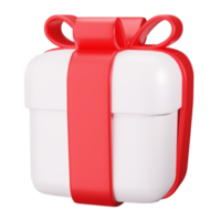 regalo scatola con rosso nastro arco. 3d carino regalo scatola png