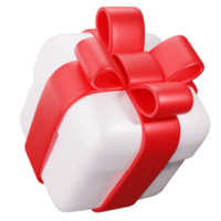 Gift Box with red Ribbon bow. 3D Cute Gift Box png