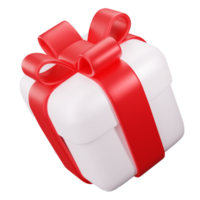 Gift Box with red Ribbon bow. 3D Cute Gift Box png