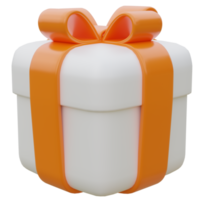 3D Gift Box with Orange Ribbon. png