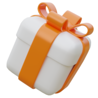 3D Gift Box with Orange Ribbon. png