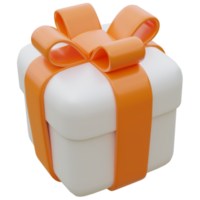 3D Gift Box with Orange Ribbon. png