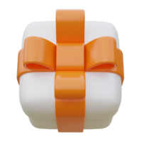 3D Gift Box with Orange Ribbon. png