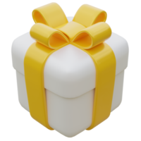 3D Gift Box with Yellow Ribbon. png