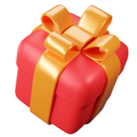 3d regalo scatola. rosso regalo scatola con oro nastro arco. png