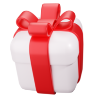 Gift Box with red Ribbon bow. 3D Cute Gift Box png