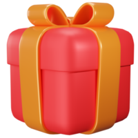 coffret cadeau 3D. coffret cadeau rouge avec noeud de ruban d'or. png